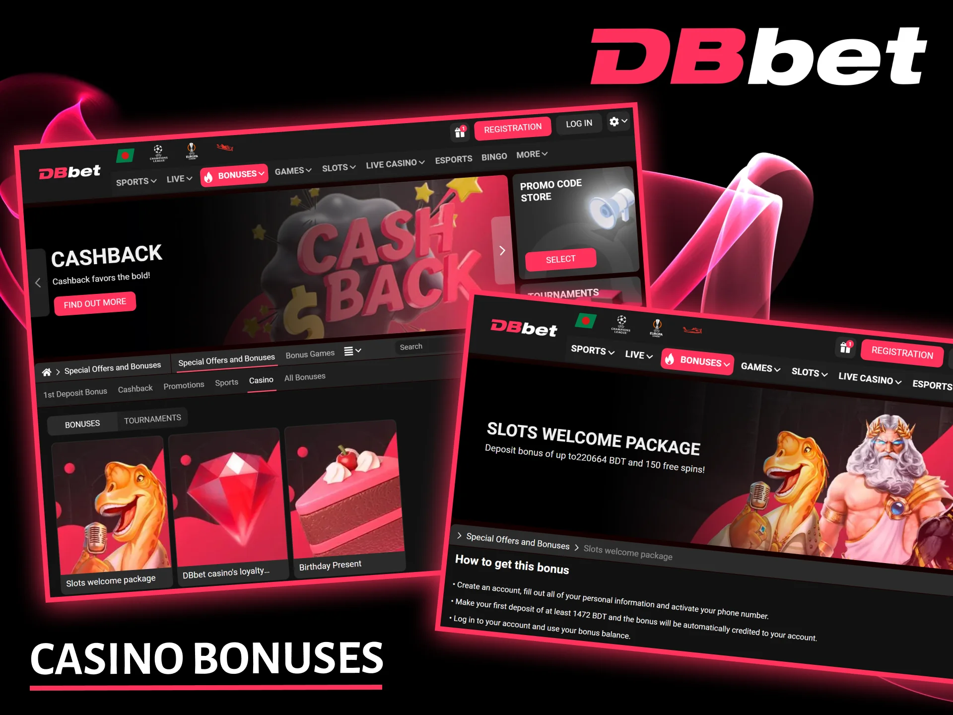 Get extra free spins and reload bonuses when you play at premium DBbet casino.